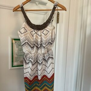 Three Pink Hearts - Wide Strap Elastic Waist Dress - Multicolor - Junior’s Sz S